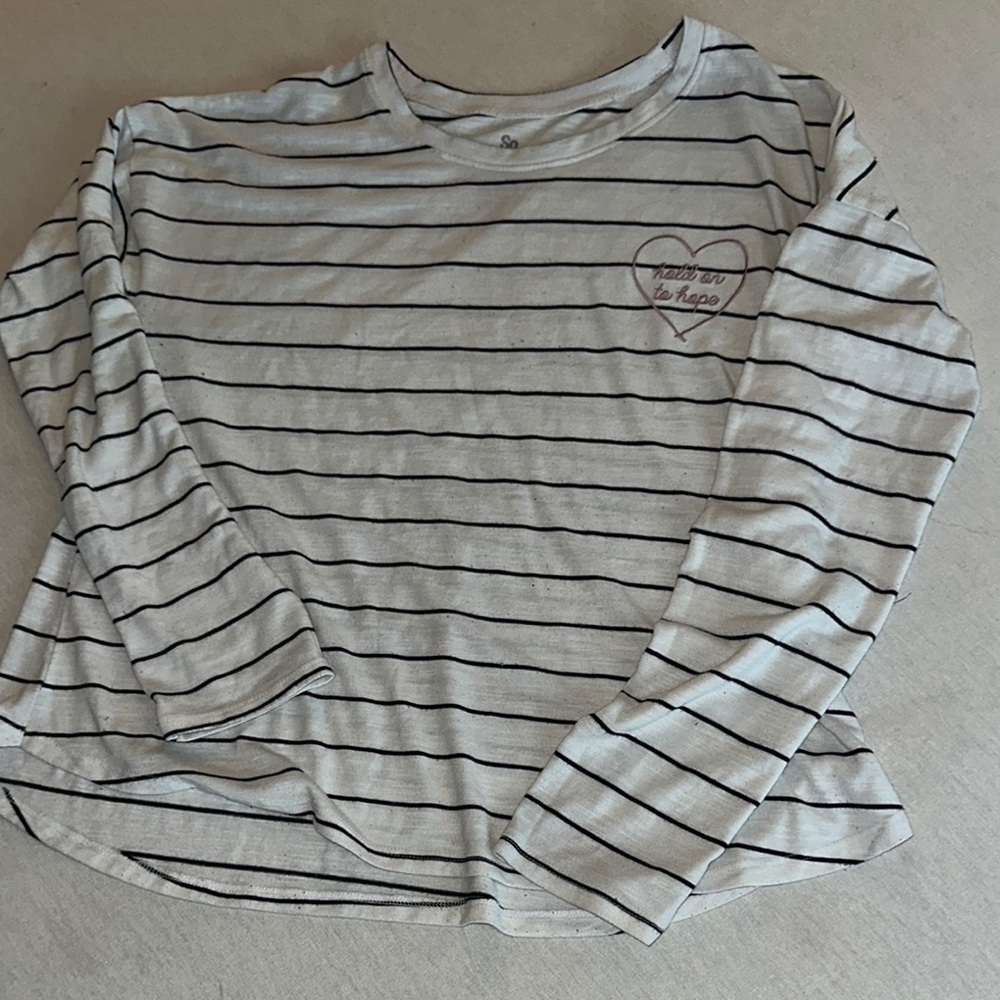 SO Long Sleeve Tee White Black Striped